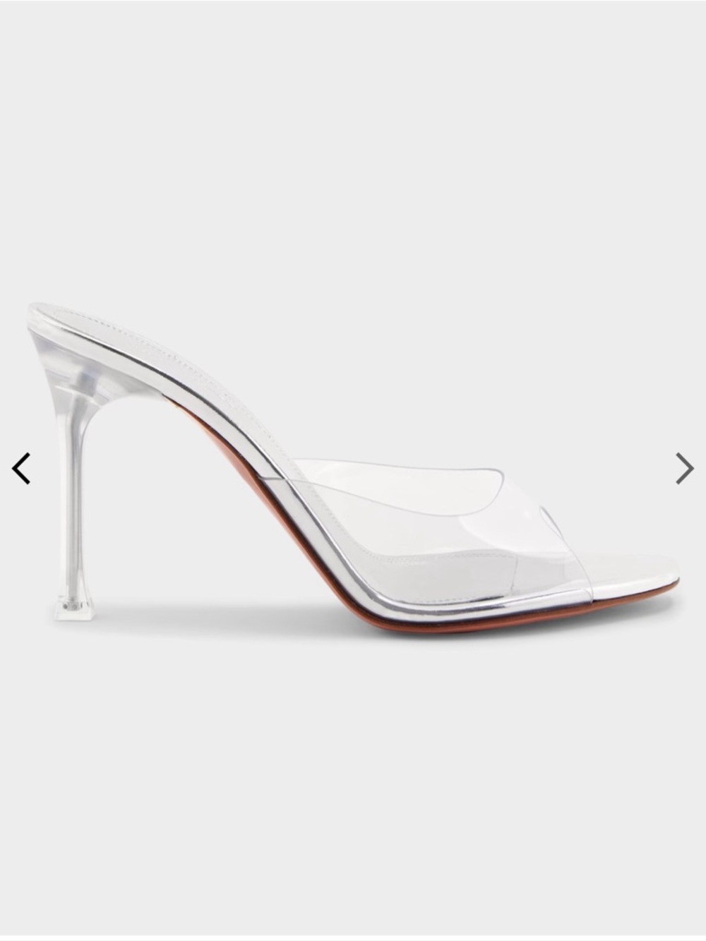 Amina Muaddi Alexa Glass Slipper 95 Clear PVC White Pointed Toe Heels 38